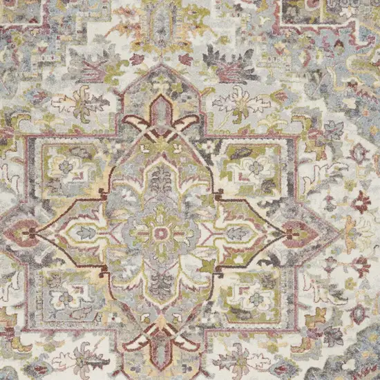 Ivory Green and Gray Floral Area Rug Photo 8