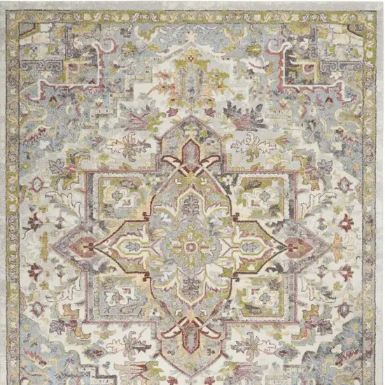 Ivory Green and Gray Floral Area Rug Photo 9