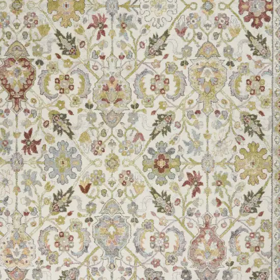 Ivory Green and Gray Floral Area Rug Photo 9