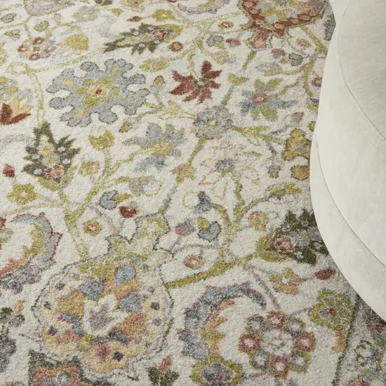 Ivory Green and Gray Floral Area Rug Photo 7