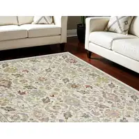 Photo of Ivory Green and Gray Floral Area Rug