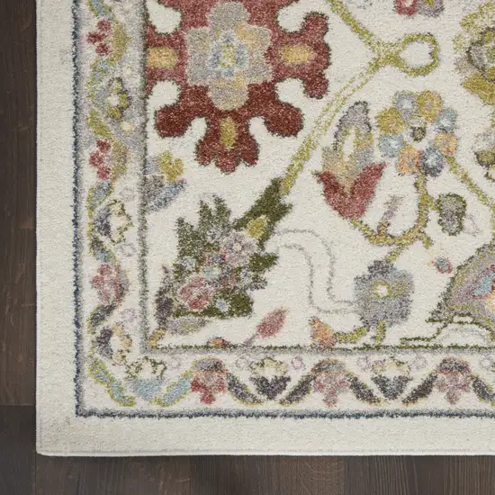 Ivory Green and Gray Floral Area Rug Photo 4