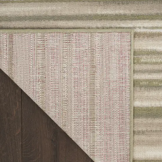 Ivory Green and Gray Striped Area Rug Photo 5