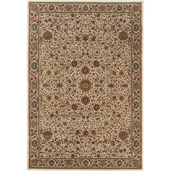 Ivory Green and Red Oriental Area Rug Photo 5