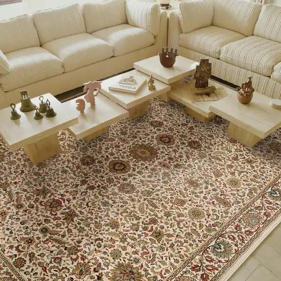 Ivory Green and Red Oriental Area Rug Photo 6