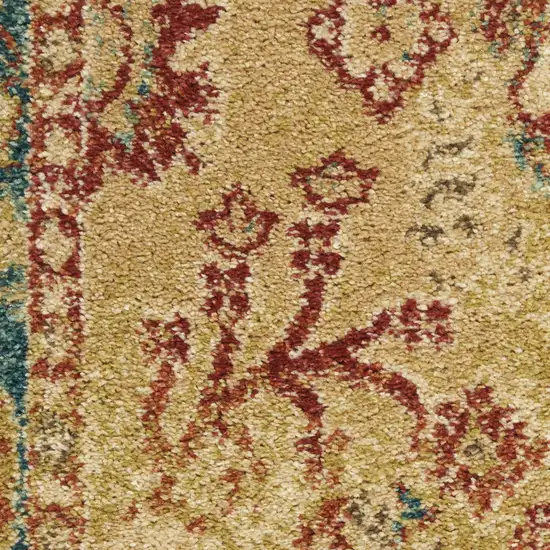 Ivory Green and Red Oriental Power Loom Area Rug Photo 9