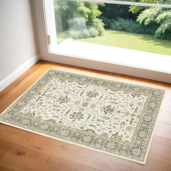 Gray and Ivory Oriental Power Loom Area Rug Photo 1