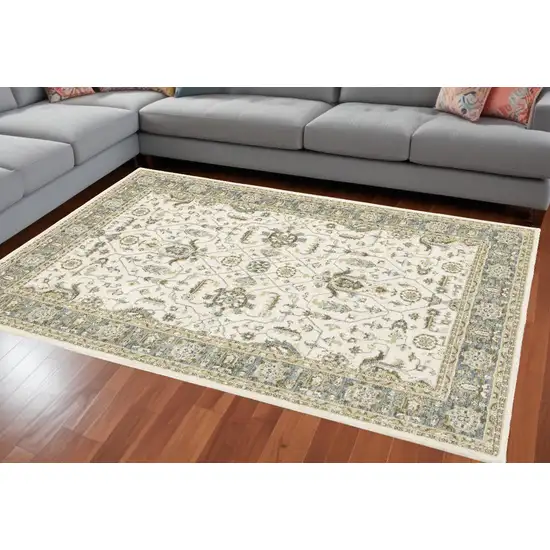 Gray and Ivory Oriental Power Loom Area Rug Photo 1