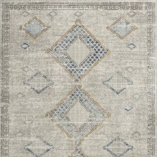 Ivory Grey And Blue Southwestern Power Loom Non Skid Area Rug Photo 4