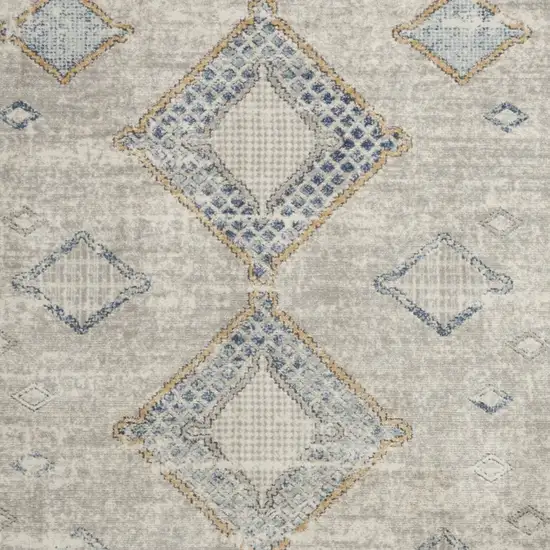 Ivory Grey And Blue Southwestern Power Loom Non Skid Area Rug Photo 3