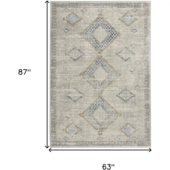 Ivory Grey And Blue Southwestern Power Loom Non Skid Area Rug Photo 5