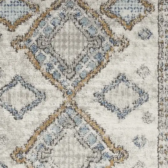 Ivory Grey And Blue Southwestern Power Loom Non Skid Area Rug Photo 6