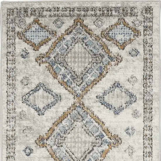 Ivory Grey And Blue Southwestern Power Loom Non Skid Area Rug Photo 4