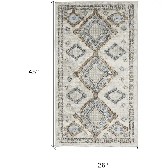 Ivory Grey And Blue Southwestern Power Loom Non Skid Area Rug Photo 5