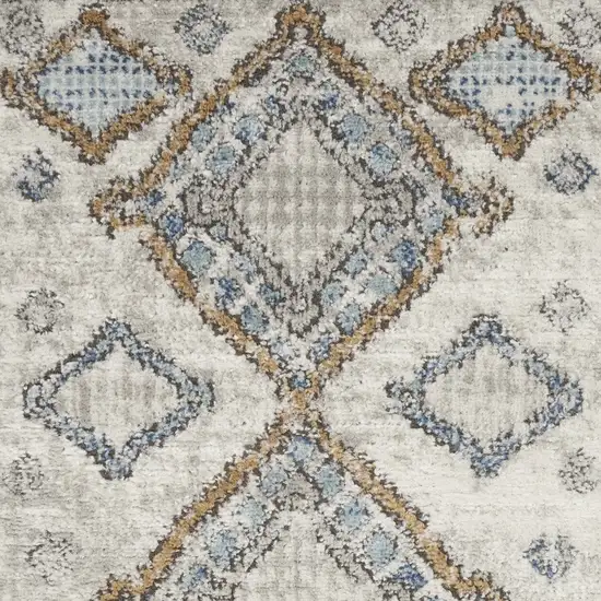 Ivory Grey And Blue Southwestern Power Loom Non Skid Area Rug Photo 3