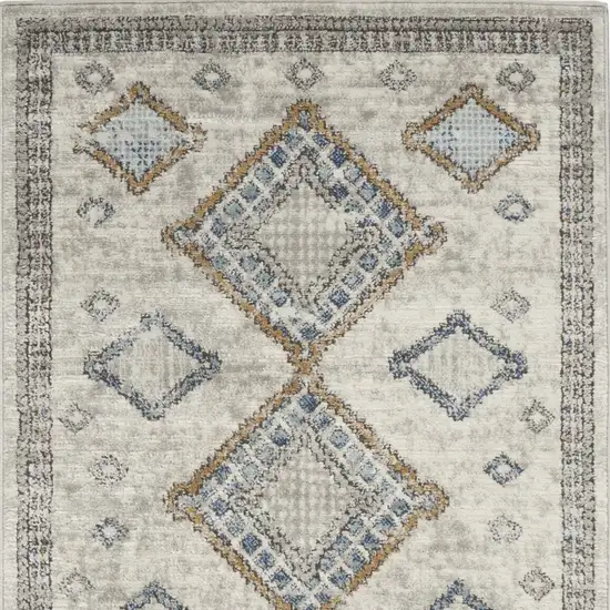 Ivory Grey And Blue Southwestern Power Loom Non Skid Area Rug Photo 4