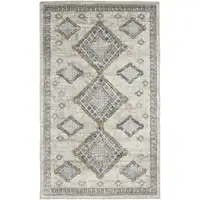 Photo of Ivory Grey And Blue Southwestern Power Loom Non Skid Area Rug