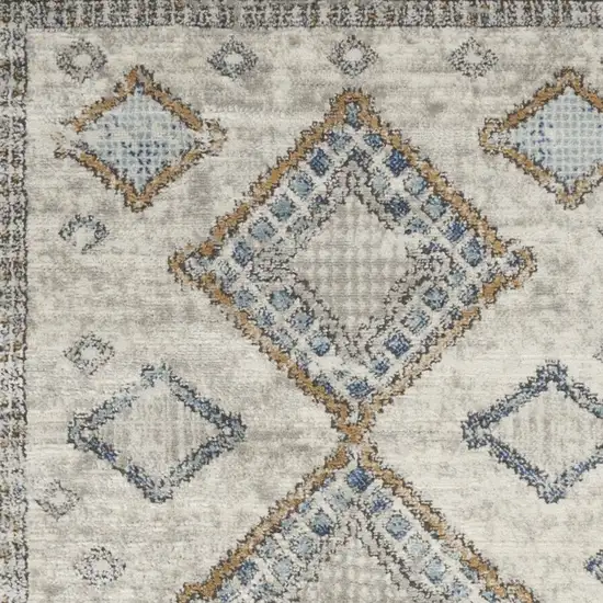 Ivory Grey And Blue Southwestern Power Loom Non Skid Area Rug Photo 3