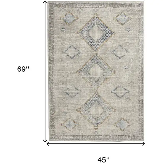 Ivory Grey And Blue Southwestern Power Loom Non Skid Area Rug Photo 5