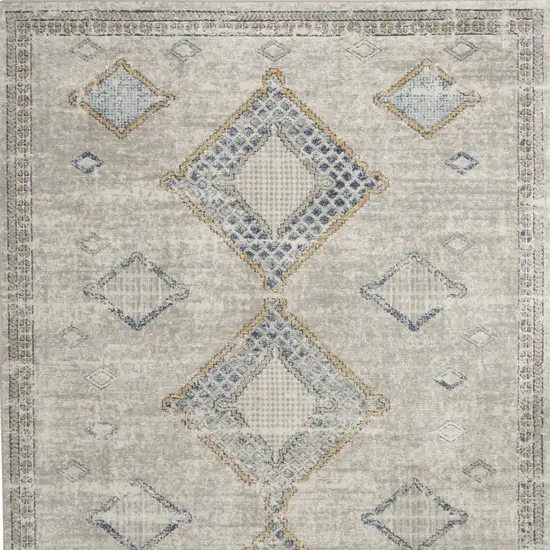 Ivory Grey And Blue Southwestern Power Loom Non Skid Area Rug Photo 4