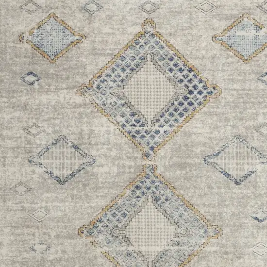 Ivory Grey And Blue Southwestern Power Loom Non Skid Area Rug Photo 3