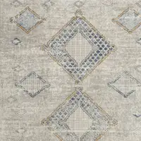 Photo of Ivory Grey And Blue Southwestern Power Loom Non Skid Area Rug