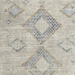 Photo of Ivory Grey And Blue Southwestern Power Loom Non Skid Area Rug