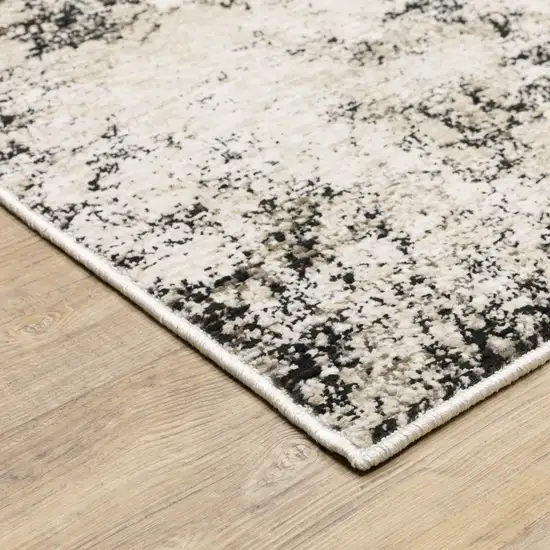 Ivory Grey Black Beige And Tan Abstract Power Loom Stain Resistant Area Rug Photo 4