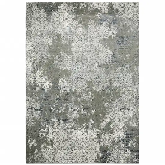 Ivory Grey Blue And Taupe Abstract Power Loom Stain Resistant Area Rug Photo 1