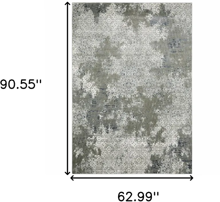 Ivory Grey Blue And Taupe Abstract Power Loom Stain Resistant Area Rug Photo 4