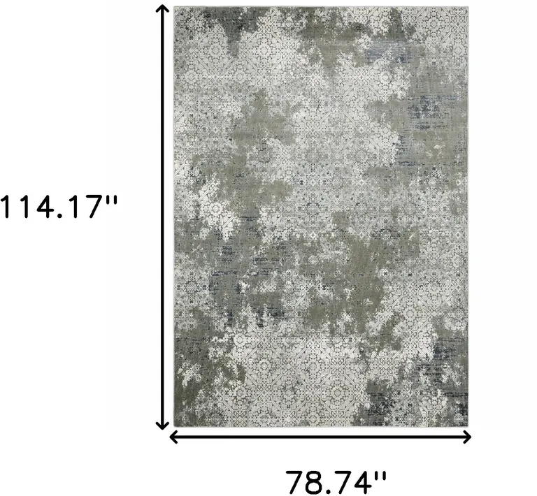 Ivory Grey Blue And Taupe Abstract Power Loom Stain Resistant Area Rug Photo 4