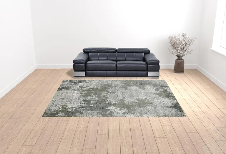 Ivory Grey Blue And Taupe Abstract Power Loom Stain Resistant Area Rug Photo 2