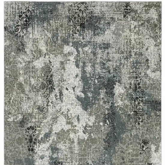 Ivory Grey Charcoal Blue And Navy Abstract Power Loom Stain Resistant Area Rug Photo 4