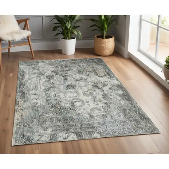 Gray and Ivory Oriental Power Loom Area Rug Photo 1