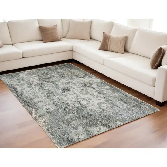 Gray and Ivory Oriental Power Loom Area Rug Photo 1