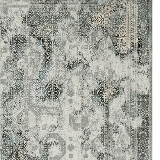 Ivory Grey Charcoal Blue And Rust Oriental Power Loom Stain Resistant Area Rug Photo 3