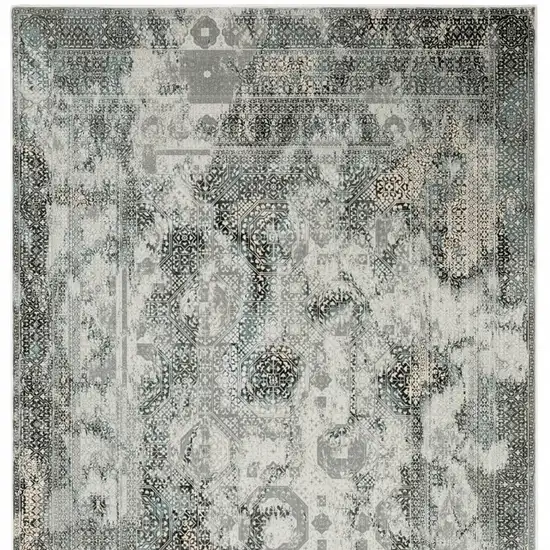 Ivory Grey Charcoal Blue And Rust Oriental Power Loom Stain Resistant Area Rug Photo 4