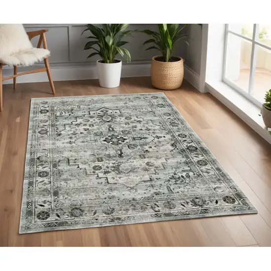 Gray and Ivory Oriental Power Loom Area Rug Photo 1