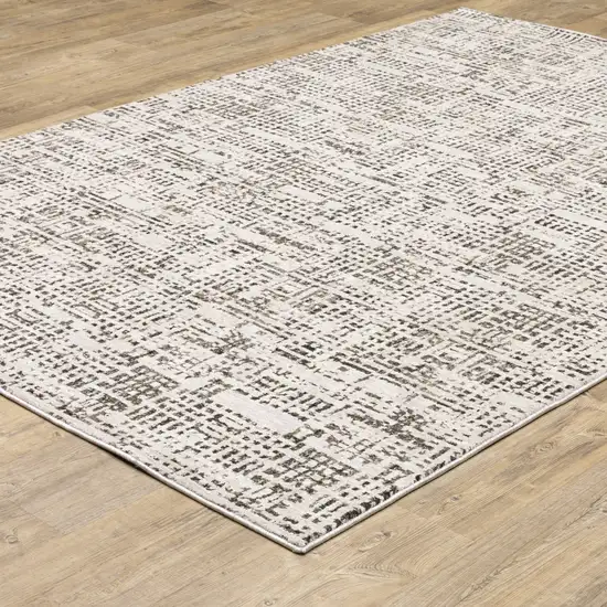 Ivory Grey Charcoal Brown And Beige Abstract Power Loom Stain Resistant Area Rug Photo 7
