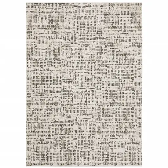 Ivory Grey Charcoal Brown And Beige Abstract Power Loom Stain Resistant Area Rug Photo 1