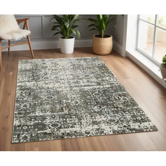 Gray and Ivory Oriental Power Loom Area Rug Photo 1