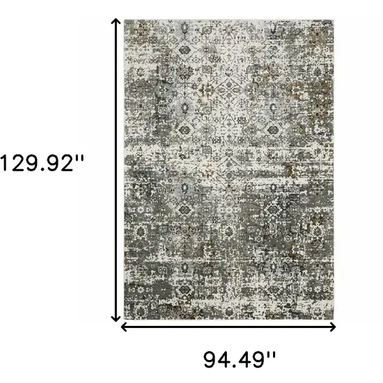 Ivory Grey Charcoal Rust Gold And Brown Oriental Power Loom Stain Resistant Area Rug Photo 6