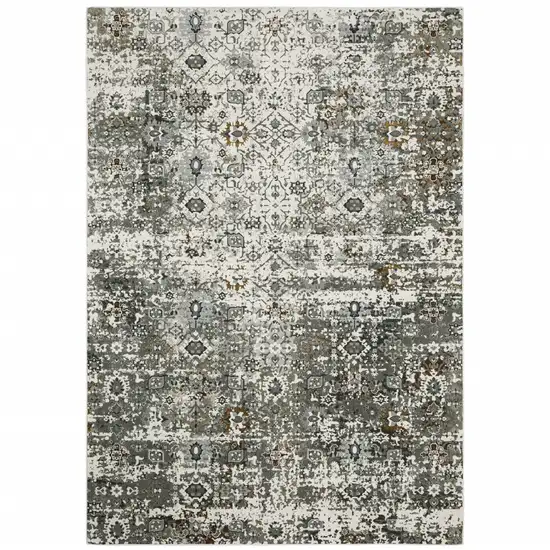 Ivory Grey Charcoal Rust Gold And Brown Oriental Power Loom Stain Resistant Area Rug Photo 1