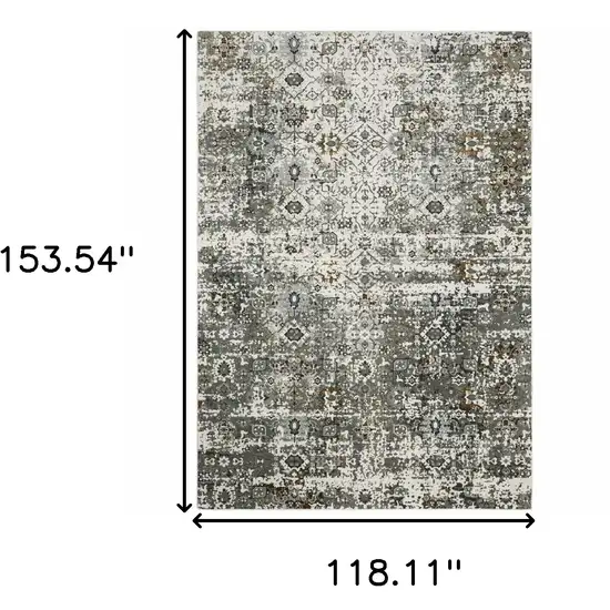 Ivory Grey Charcoal Rust Gold And Brown Oriental Power Loom Stain Resistant Area Rug Photo 6