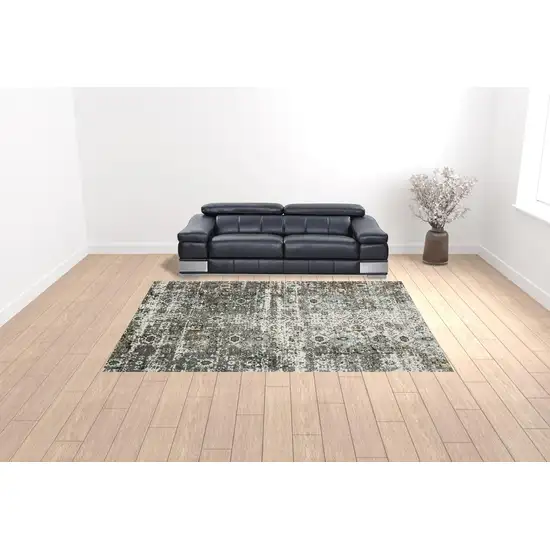 Ivory Grey Charcoal Rust Gold And Brown Oriental Power Loom Stain Resistant Area Rug Photo 2