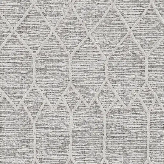 Ivory Grey Diamonds Area Rug With Fringe Photo 4