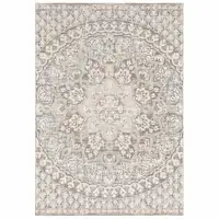 Photo of Ivory Grey Distresed Oversize Medallion Indoor Area Rug