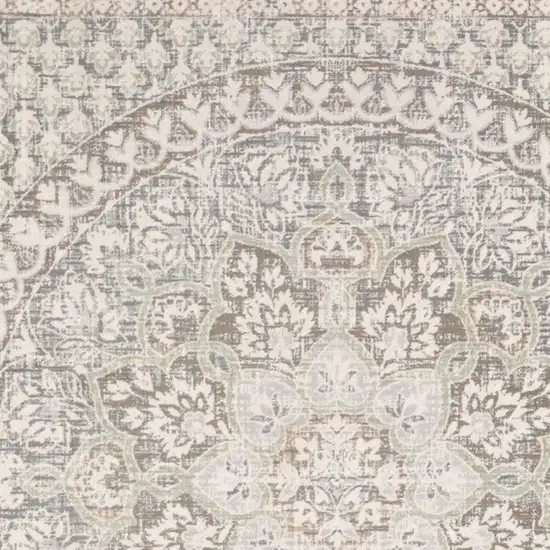 Ivory Grey Distresed Oversize Medallion Indoor Area Rug Photo 4