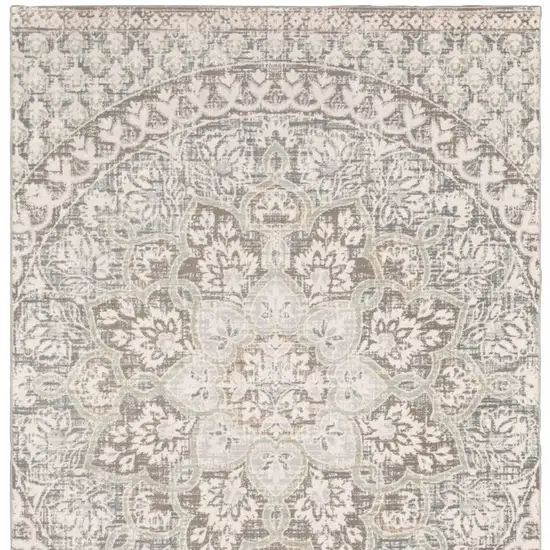 Ivory Grey Distresed Oversize Medallion Indoor Area Rug Photo 5