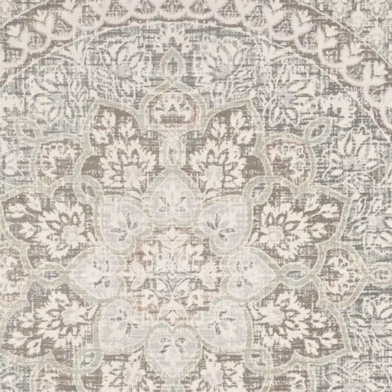 Ivory Grey Distresed Oversize Medallion Indoor Area Rug Photo 4